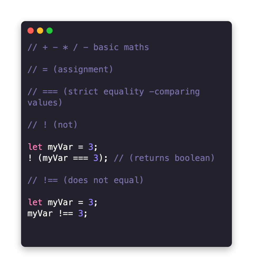 javascript operators example